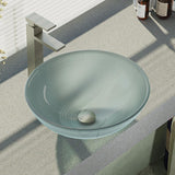 Rene 17" Round Glass Bathroom Sink, Sparkling Silver, with Faucet, R5-5034-R9-7003-BN - The Sink Boutique