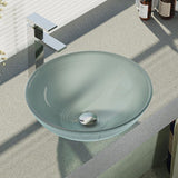 Rene 17" Round Glass Bathroom Sink, Sparkling Silver, with Faucet, R5-5034-R9-7003-C - The Sink Boutique
