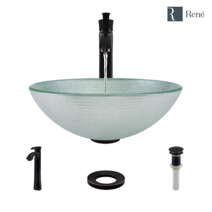 Alternate Image for Rene 17" Round Glass Bathroom Sink, Sparkling Silver, with Faucet, R5-5034-R9-7006-ABR