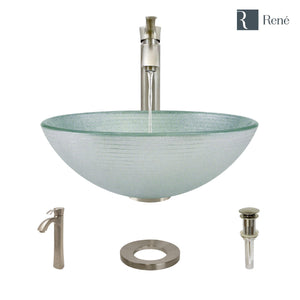 Alternate Image for Rene 17" Round Glass Bathroom Sink, Sparkling Silver, with Faucet, R5-5034-R9-7006-BN