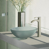 Rene 17" Round Glass Bathroom Sink, Sparkling Silver, with Faucet, R5-5034-R9-7006-BN - The Sink Boutique