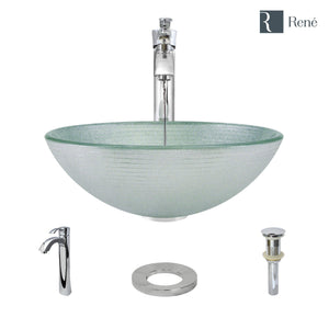 Alternate Image for Rene 17" Round Glass Bathroom Sink, Sparkling Silver, with Faucet, R5-5034-R9-7006-C