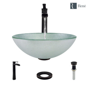 Alternate Image for Rene 17" Round Glass Bathroom Sink, Sparkling Silver, with Faucet, R5-5034-R9-7007-ABR