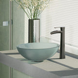 Rene 17" Round Glass Bathroom Sink, Sparkling Silver, with Faucet, R5-5034-R9-7007-ABR - The Sink Boutique