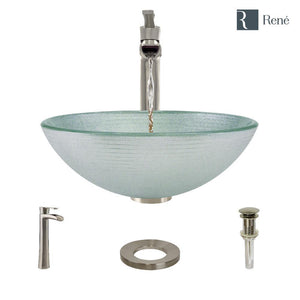Alternate Image for Rene 17" Round Glass Bathroom Sink, Sparkling Silver, with Faucet, R5-5034-R9-7007-BN