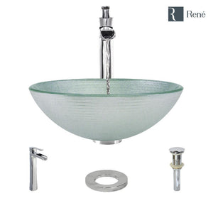 Alternate Image for Rene 17" Round Glass Bathroom Sink, Sparkling Silver, with Faucet, R5-5034-R9-7007-C