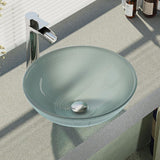 Rene 17" Round Glass Bathroom Sink, Sparkling Silver, with Faucet, R5-5034-R9-7007-C - The Sink Boutique