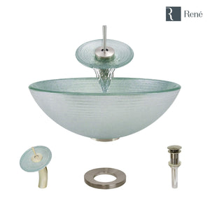 Alternate Image for Rene 17" Round Glass Bathroom Sink, Sparkling Silver, with Faucet, R5-5034-WF-BN