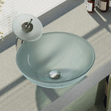 Rene 17" Round Glass Bathroom Sink, Sparkling Silver, with Faucet, R5-5034-WF-C - The Sink Boutique