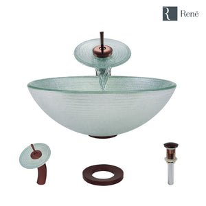 Alternate Image for Rene 17" Round Glass Bathroom Sink, Sparkling Silver, with Faucet, R5-5034-WF-ORB