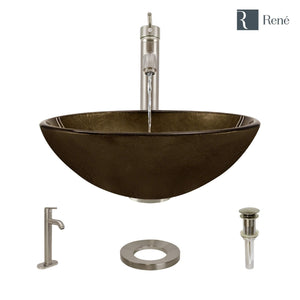 Alternate Image for Rene 17" Round Glass Bathroom Sink, Regal Bronze and Earth Tones, with Faucet, R5-5035-R9-7001-BN
