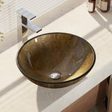 Rene 17" Round Glass Bathroom Sink, Regal Bronze and Earth Tones, with Faucet, R5-5035-R9-7003-C - The Sink Boutique