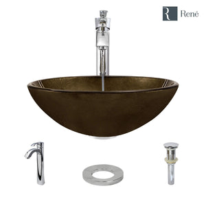Alternate Image for Rene 17" Round Glass Bathroom Sink, Regal Bronze and Earth Tones, with Faucet, R5-5035-R9-7006-C