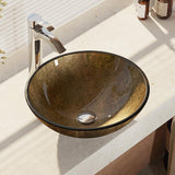 Rene 17" Round Glass Bathroom Sink, Regal Bronze and Earth Tones, with Faucet, R5-5035-R9-7006-C - The Sink Boutique