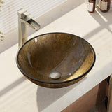 Rene 17" Round Glass Bathroom Sink, Regal Bronze and Earth Tones, with Faucet, R5-5035-R9-7007-BN - The Sink Boutique