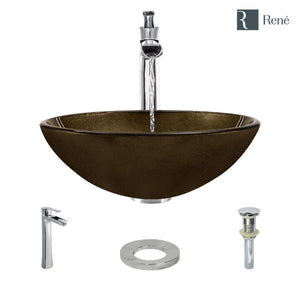 Alternate Image for Rene 17" Round Glass Bathroom Sink, Regal Bronze and Earth Tones, with Faucet, R5-5035-R9-7007-C