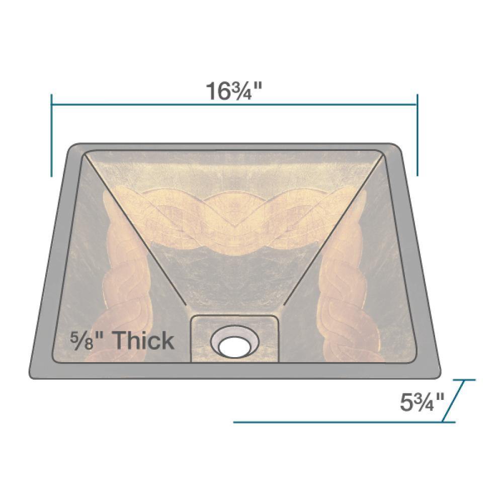 Rene 17" Square Glass Bathroom Sink, Metallic Green and Gold, with Faucet, R5-5036-R9-7003-ABR - The Sink Boutique