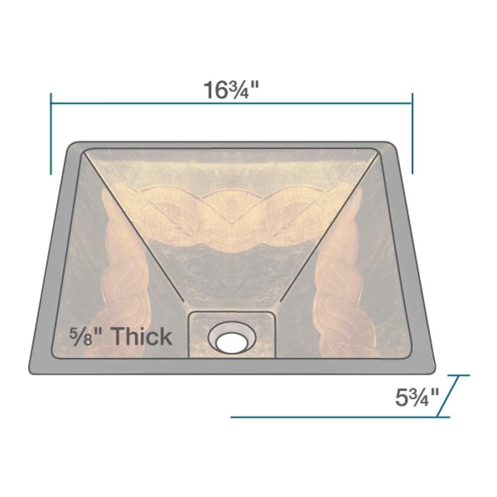 Rene 17" Square Glass Bathroom Sink, Metallic Green and Gold, with Faucet, R5-5036-WF-ABR - The Sink Boutique