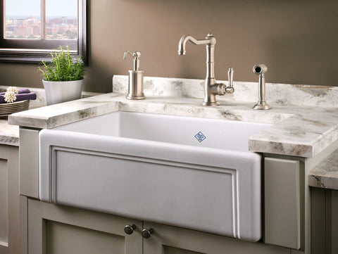 Rohl Shaws 30" Fireclay Single Bowl Farmhouse Apron Kitchen Sink, White, RC3017WH - The Sink Boutique