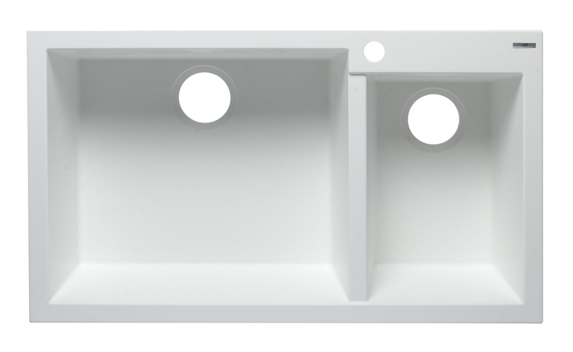 ALFI White 34" Double Bowl Drop In Granite Composite Kitchen Sink, AB3319DI-W