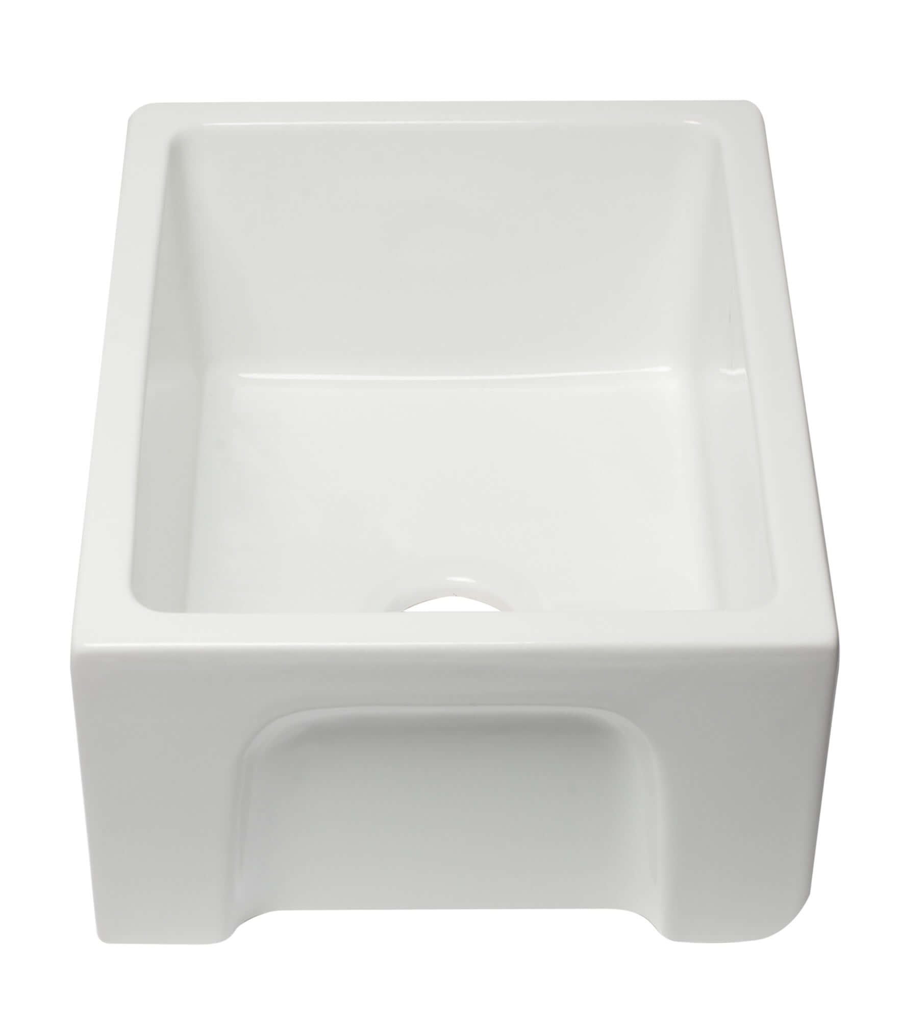 ALFI 24" Single Bowl Fireclay Farmhouse Apron Sink, White, Reversible, AB2418HS-W