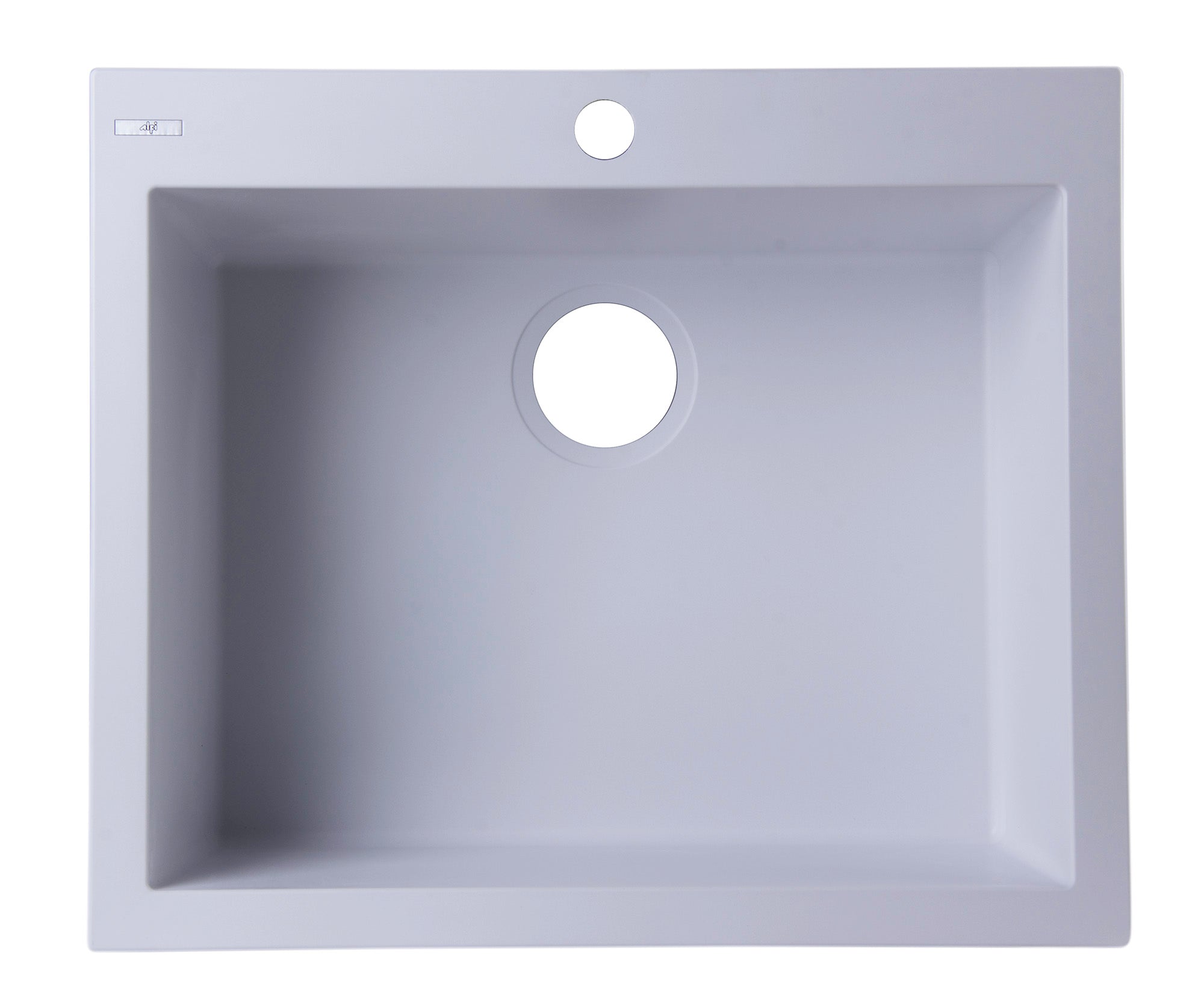ALFI White 24" Drop-In Single Bowl Granite Composite Kitchen Sink, AB2420DI-W