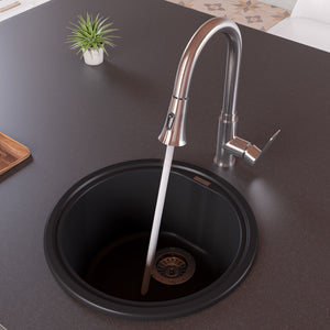 Alternate Image for ALFI Black 17" Drop-In Round Granite Composite Kitchen Prep Sink, AB1717DI-BLA