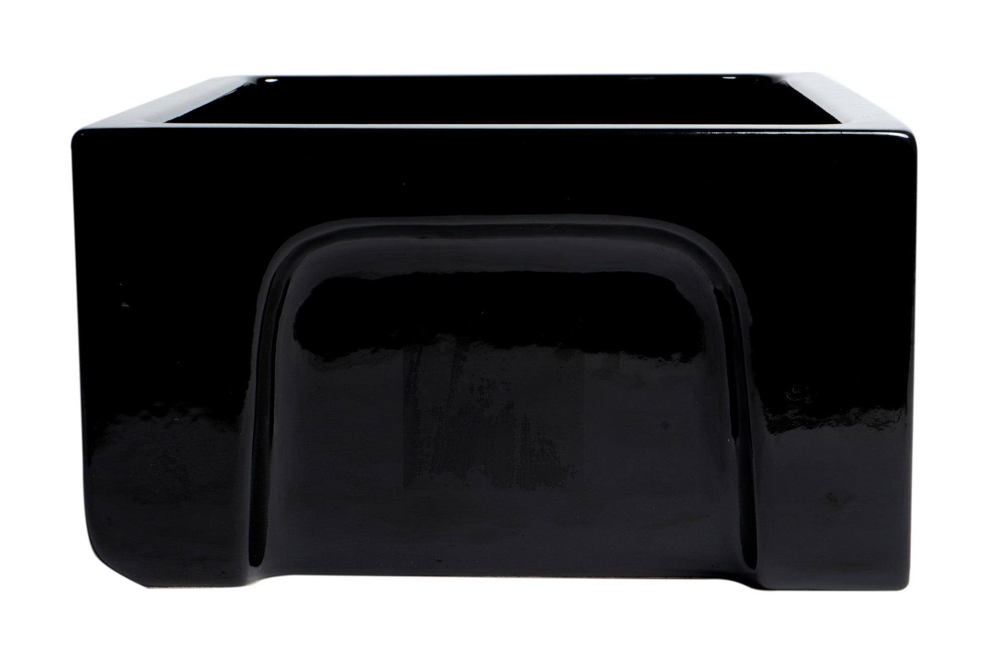 ALFI brand AB2418HS-BG 24" Black Gloss Reversible Smooth / Fluted Single Bowl Fireclay Farm Sink - The Sink Boutique