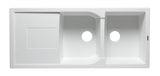ALFI 46" Double Bowl Granite Composite Kitchen Sink with Drainboard, White, AB4620DI-W