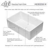 ALFI 30" Single Bowl Fireclay Farmhouse Apron Sink, White, AB3020SB-W - The Sink Boutique