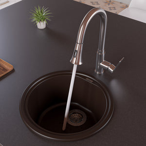 Alternate Image for ALFI brand AB1717DI-C Chocolate 17" Drop-In Round Granite Composite Kitchen Prep Sink