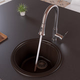 ALFI brand AB1717DI-C Chocolate 17" Drop-In Round Granite Composite Kitchen Prep Sink