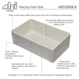 ALFI 33" Single Bowl Fireclay Farmhouse Apron Sink, Biscuit, AB3320SB-B - The Sink Boutique