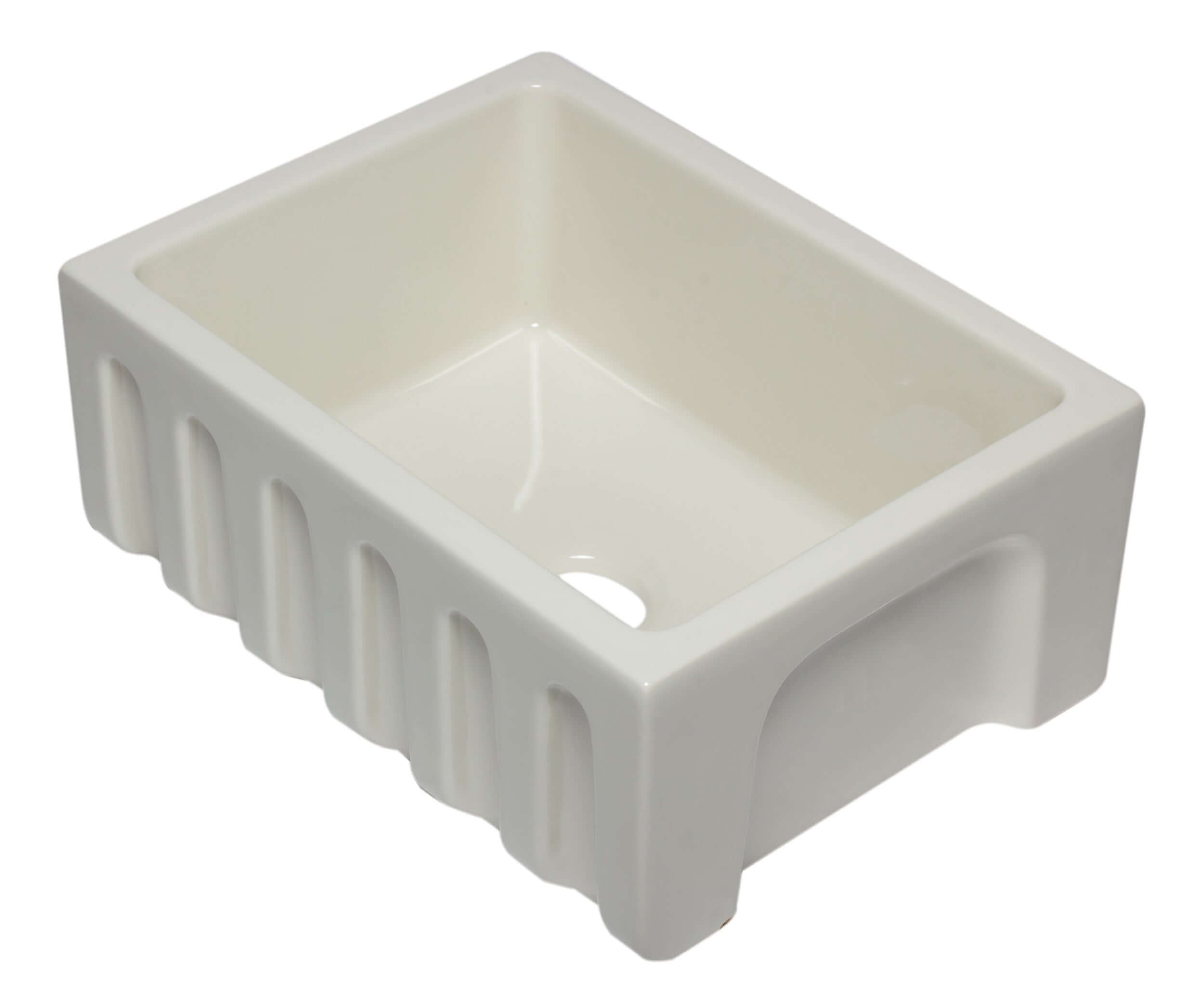 ALFI 24" Single Bowl Fireclay Farmhouse Apron Sink, Biscuit, Reversible, AB2418HS-B