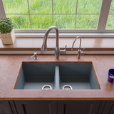 ALFI brand AB3420UM-T Titanium 34" Undermount Double Bowl Granite Composite Kitchen Sink