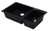 ALFI Black 34" Double Bowl Drop In Granite Composite Kitchen Sink, AB3319DI-BLA