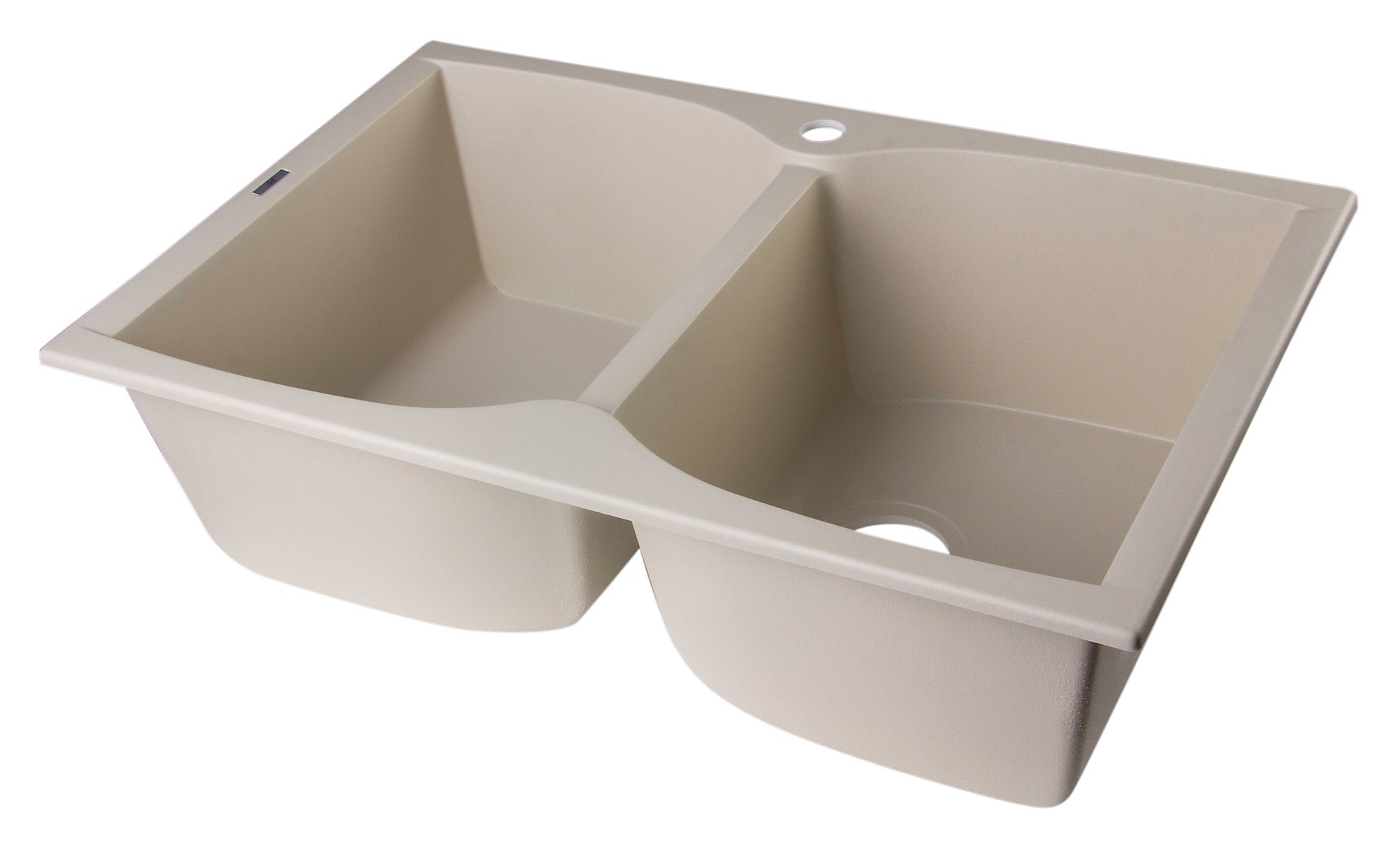 ALFI Biscuit 32" Drop-In Double Bowl Granite Composite Kitchen Sink, AB3220DI-B