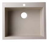 ALFI Biscuit 24" Drop-In Single Bowl Granite Composite Kitchen Sink, AB2420DI-B