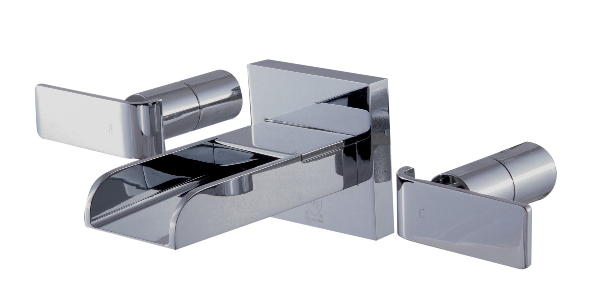ALFI Polished Chrome Widespread Wall Mounted Modern Waterfall Bathroom Faucet, AB1796-PC