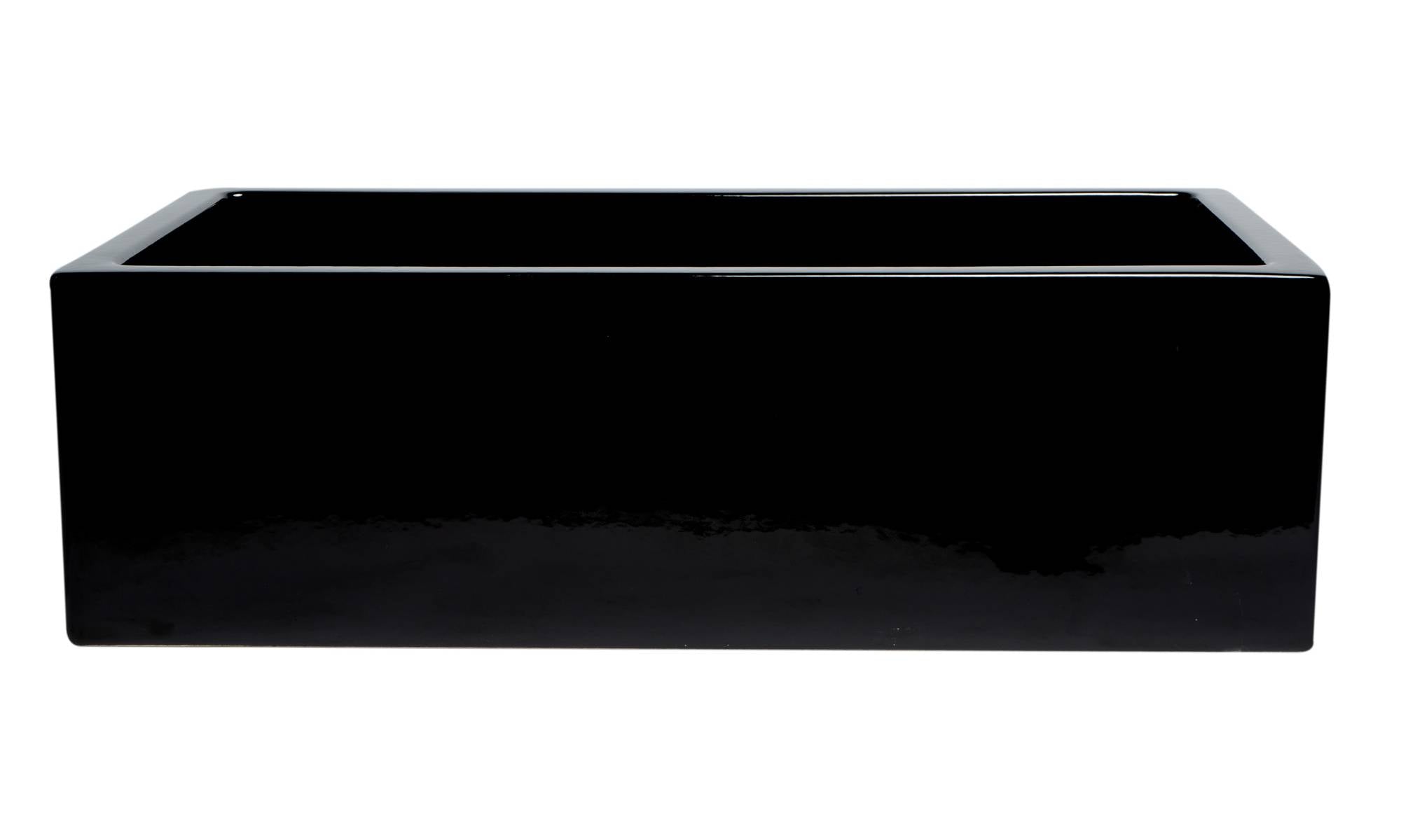 ALFI 33" Fireclay Farmhouse Kitchen Sink, Single Bowl, Reversible, Black Gloss, AB3318HS-BG