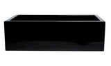 ALFI brand AB3318HS-BG Black Gloss 33" x 18" Reversible Fluted / Smooth Fireclay Farm Sink