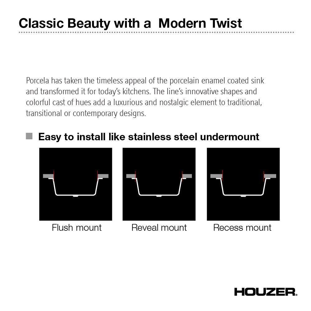 Houzer 16" Porcelain Enamel Steel Undermount Bar/Prep Sink, Gray, PCB-1750 SL - The Sink Boutique