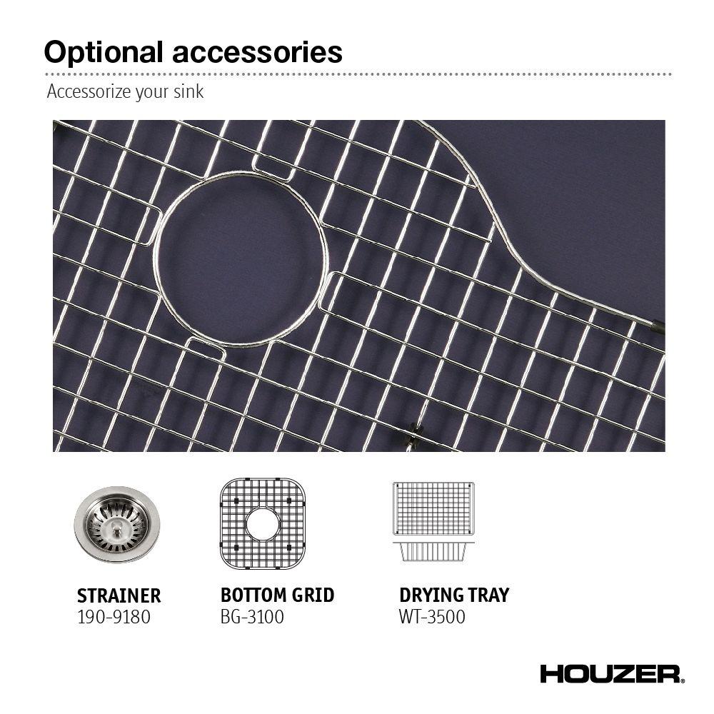 Houzer 16" Porcelain Enamel Steel Undermount Bar/Prep Sink, Gray, PCB-1750 SL - The Sink Boutique