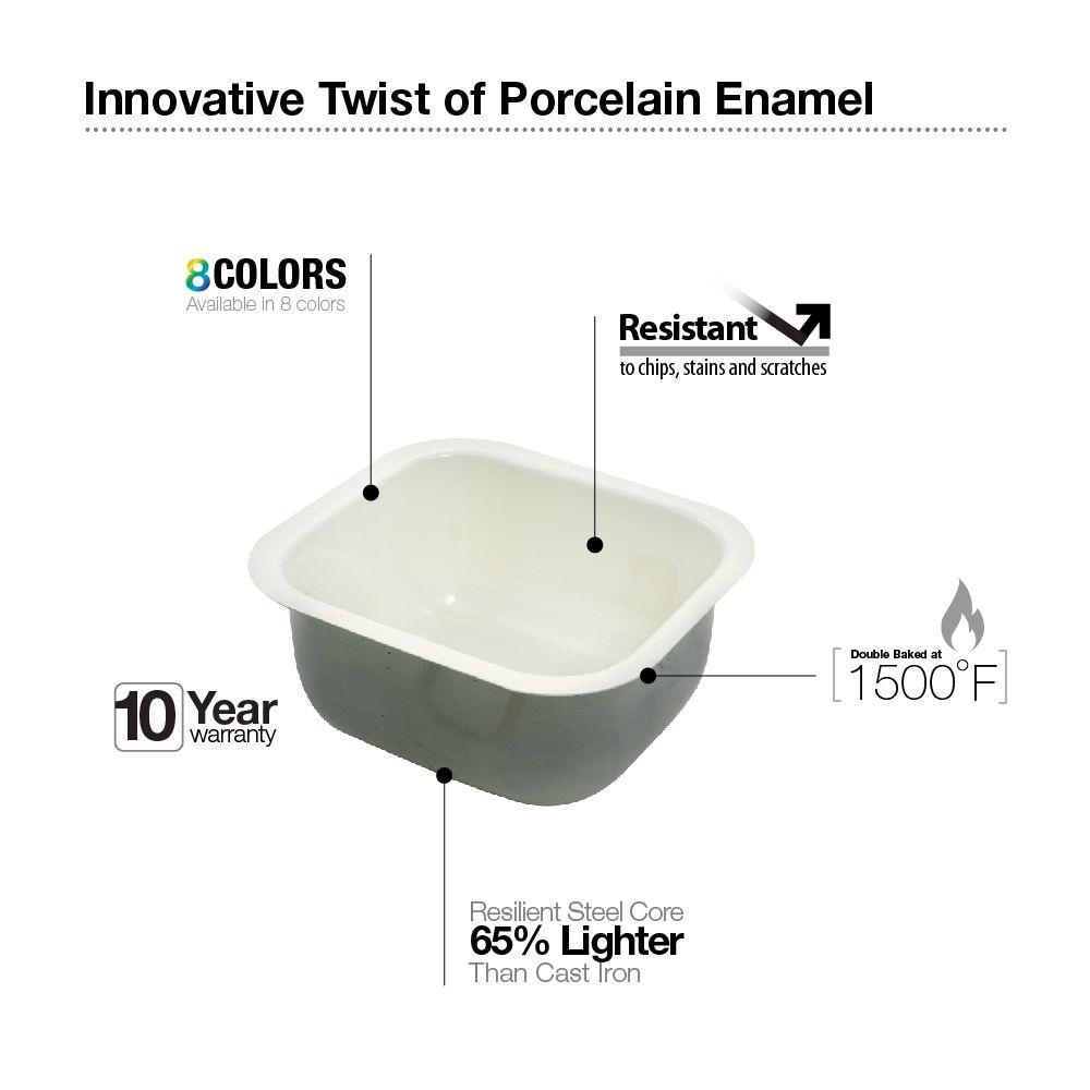 Houzer 16" Porcelain Enamel Steel Undermount Bar/Prep Sink, Gray, PCB-1750 SL - The Sink Boutique