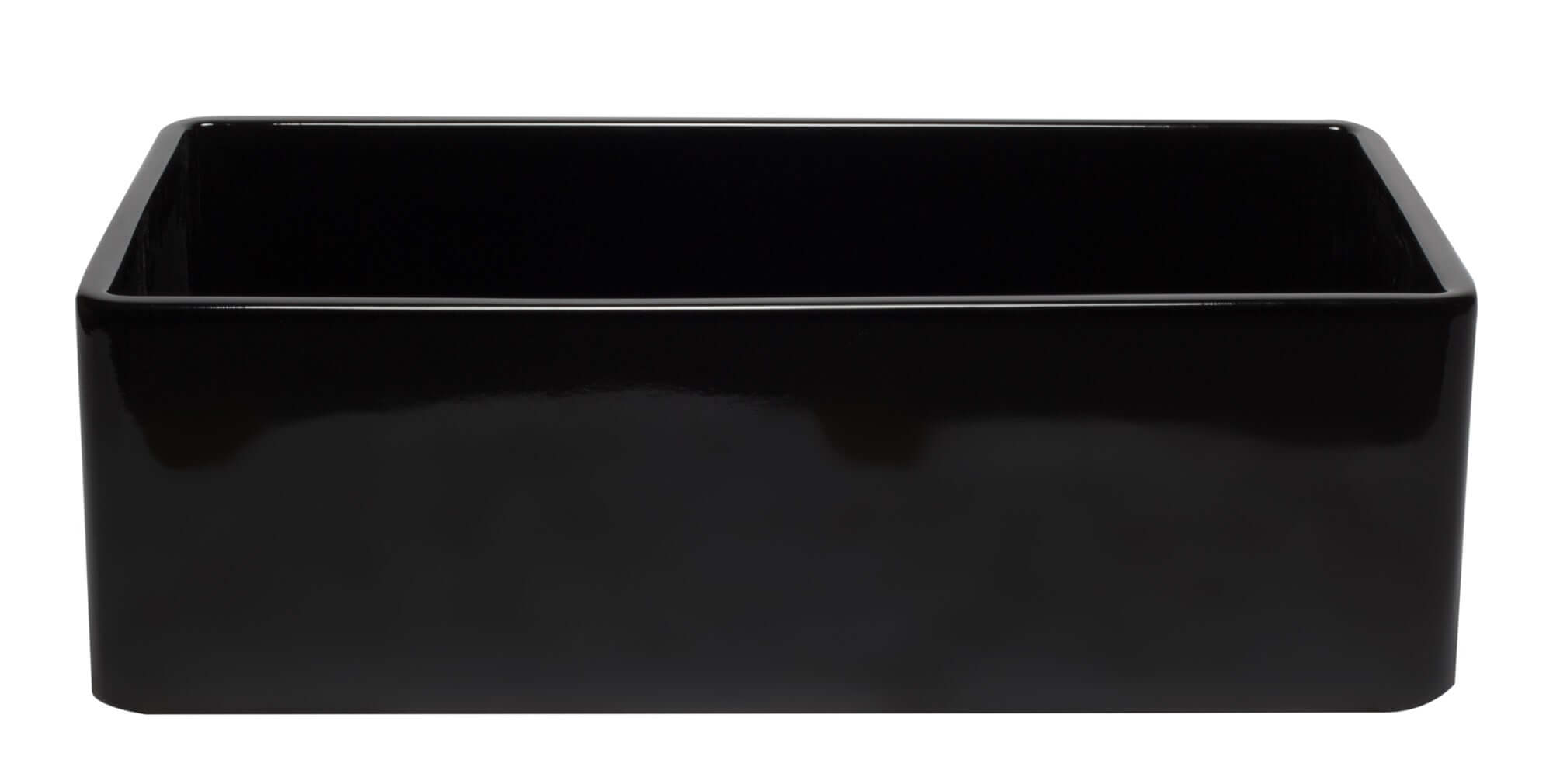 ALFI brand AB3320SB-BG 33 inch Black Reversible Single Fireclay Farmhouse Kitchen Sink Front