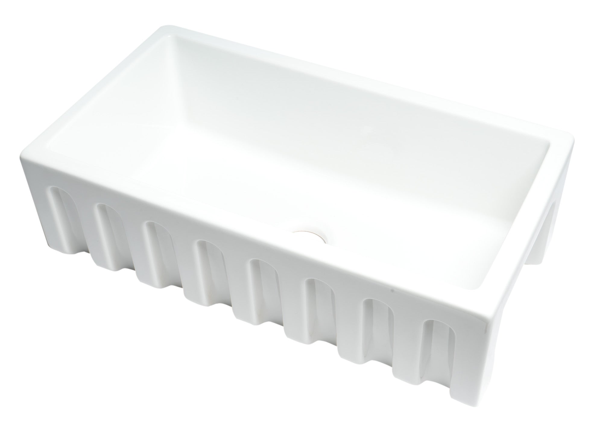 ALFI 33" Fireclay Farmhouse Kitchen Sink, Single Bowl, Reversible, White, AB3318HS-W