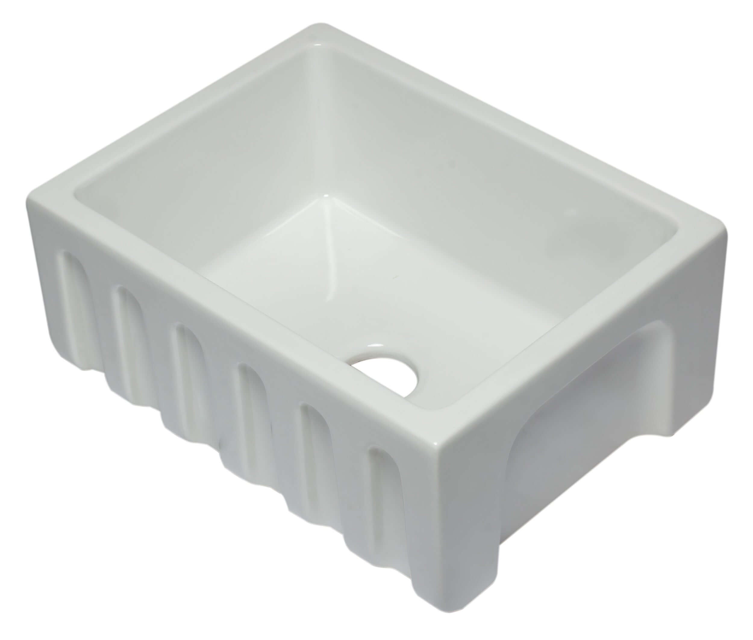 ALFI 24" Single Bowl Fireclay Farmhouse Apron Sink, White, Reversible, AB2418HS-W