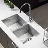 Houzer 33" Stainless Steel Undermount Zero Radius Double Bowl Kitchen Sink, CTD-3350 - The Sink Boutique