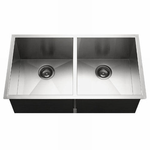 Houzer 33" Stainless Steel Undermount Zero Radius Double Bowl Kitchen Sink, CTD-3350 - The Sink Boutique