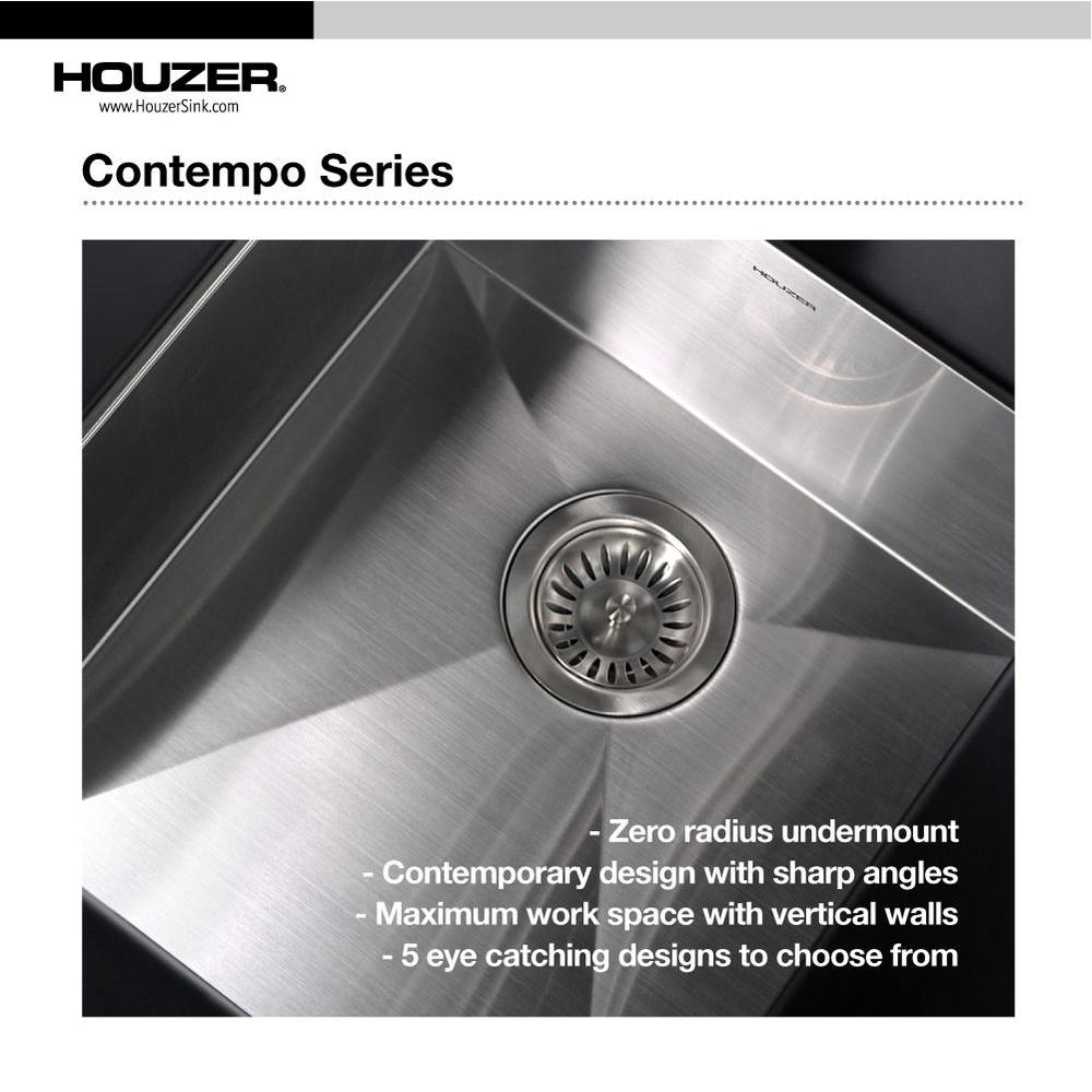 Houzer 33" Stainless Steel Undermount Zero Radius Double Bowl Kitchen Sink, CTD-3350 - The Sink Boutique